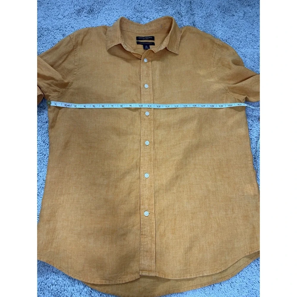 Banana Republic Mens Untucked Standard Fit 100% Linen Long Sleeve Shirt Medium - Picture 6 of 6